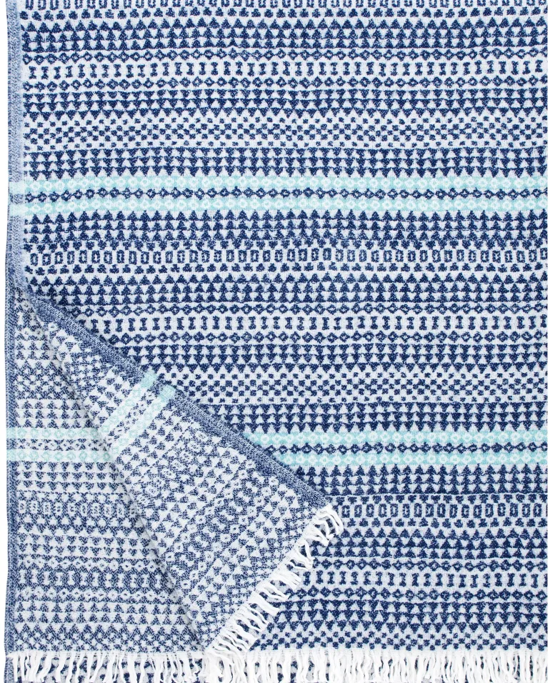 AINO villahuopa, mustikka-turkoosi 130 x 170 cm + hapsut