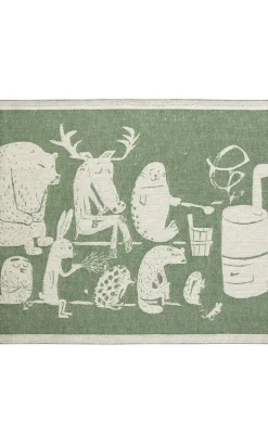 ELÄINTEN SAUNA pefletti, pellava-vihreä 46 x 60 cm