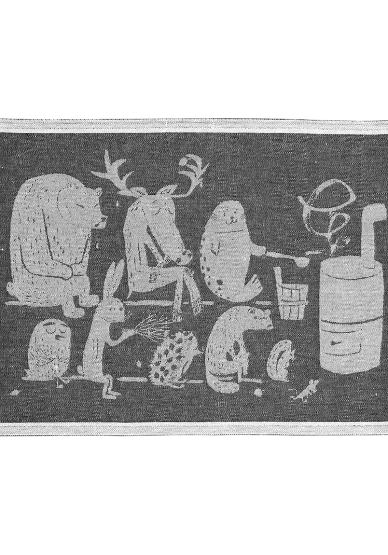 ELÄINTEN SAUNA pefletti, valko-musta 46 x 60 cm